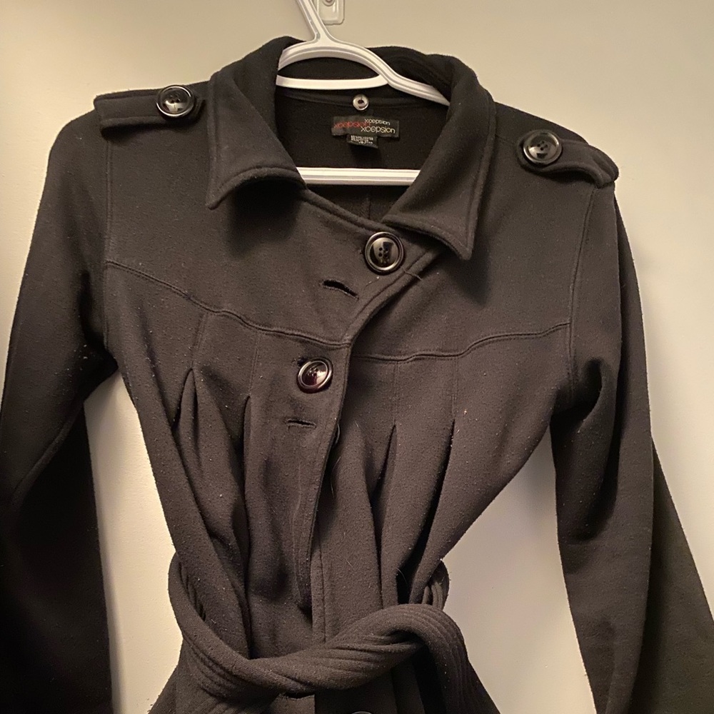 Black long coat with belt
